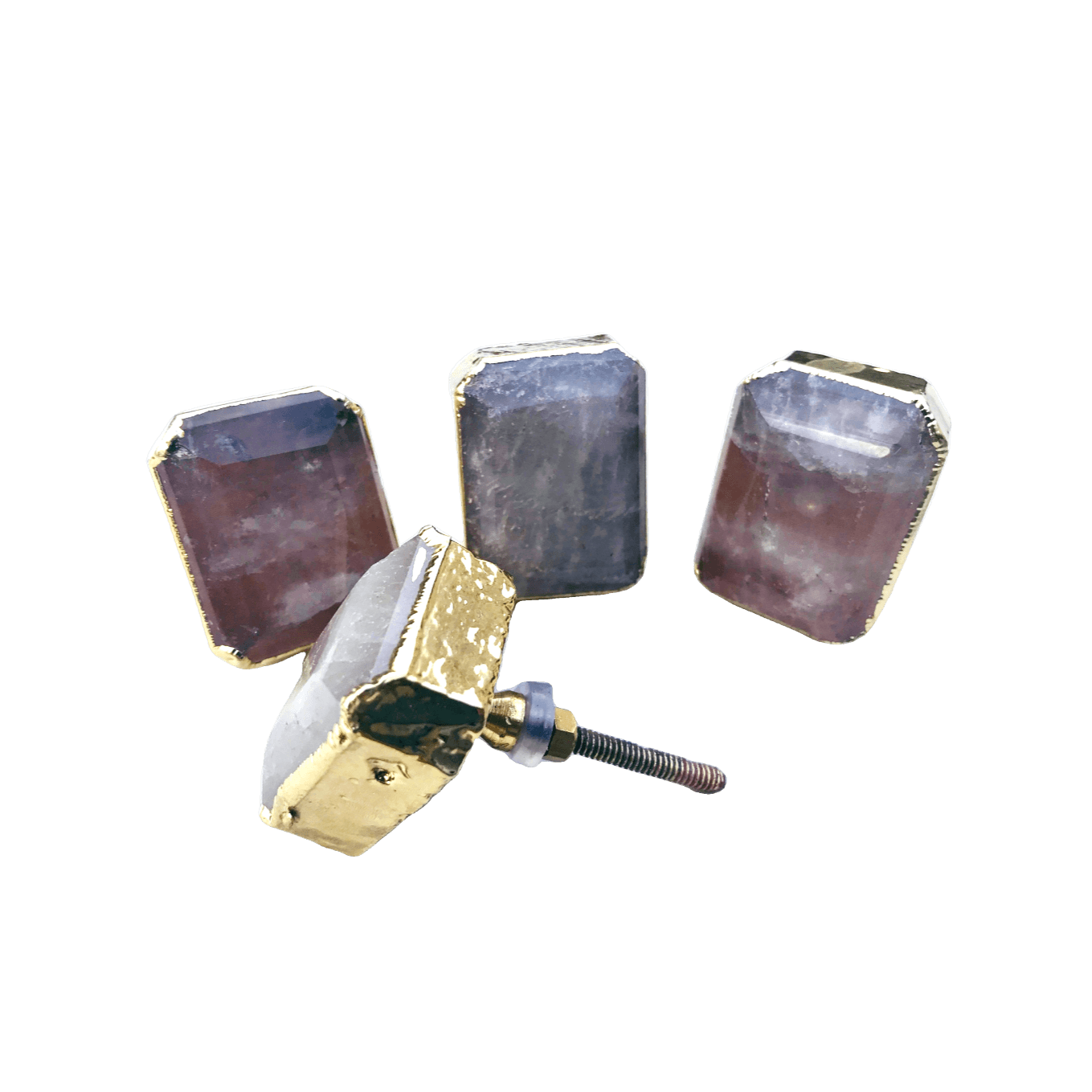 Faceted Clear Quartz Cabinet Door Pull Handle - Set of 4