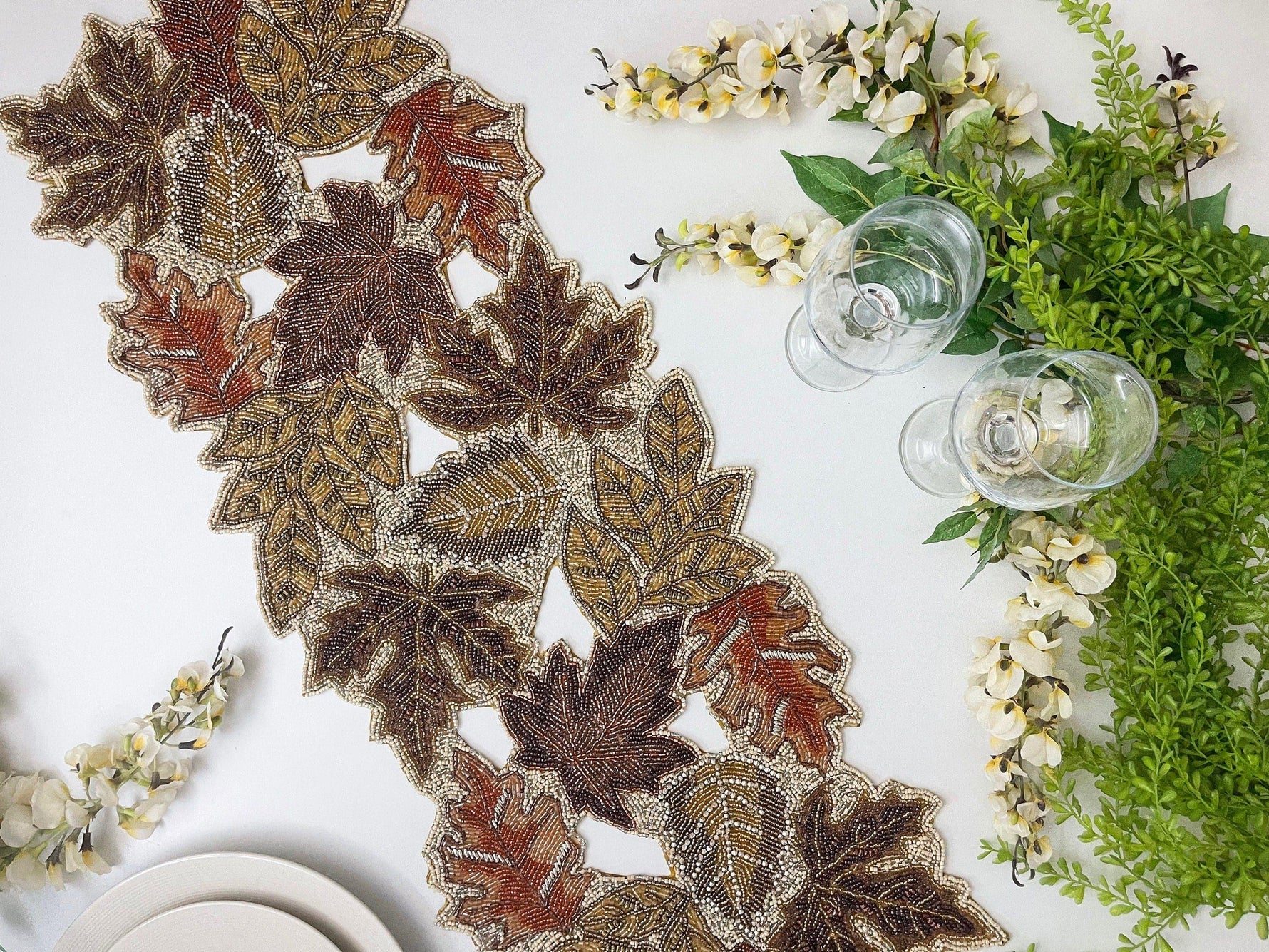 Fall Maple Leaf Beaded Table Runner Default Title