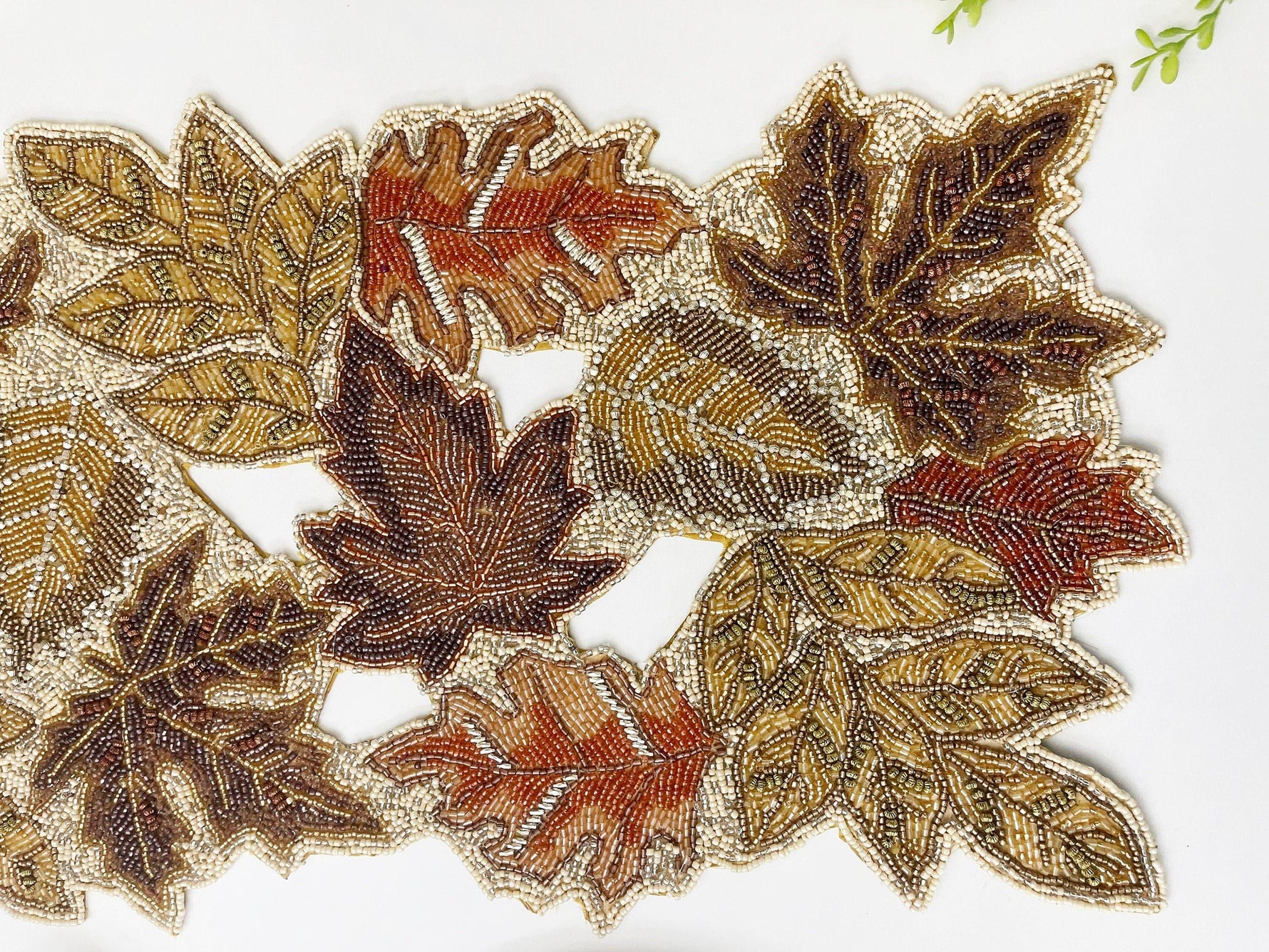 Fall Maple Leaf Beaded Table Runner