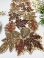 Fall Maple Leaf Beaded Table Runner