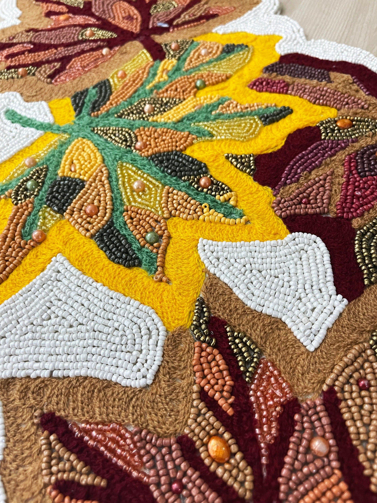 Fall Maple Leaf Beaded Table Runner