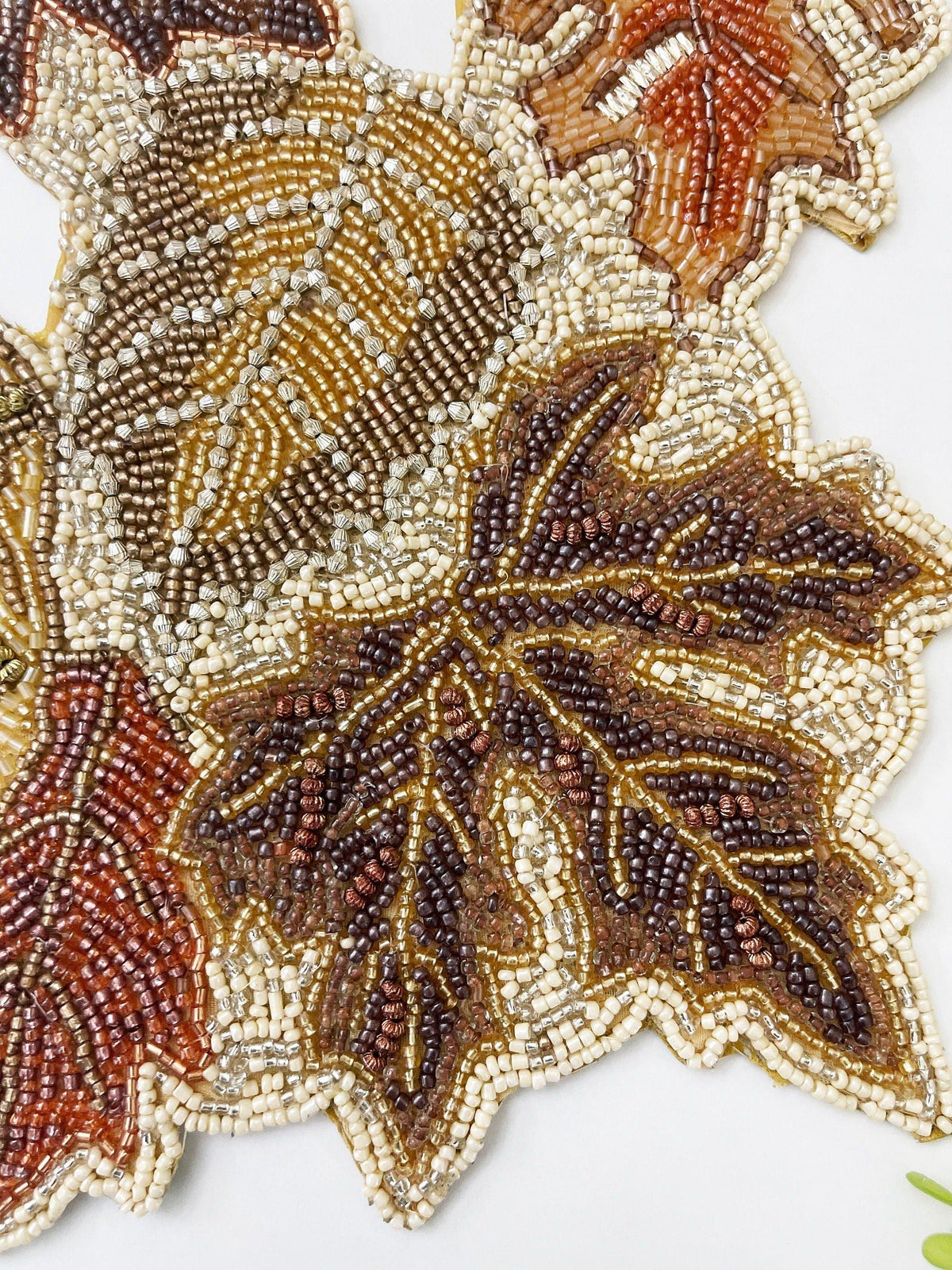 Fall Maple Leaf Beaded Table Runner