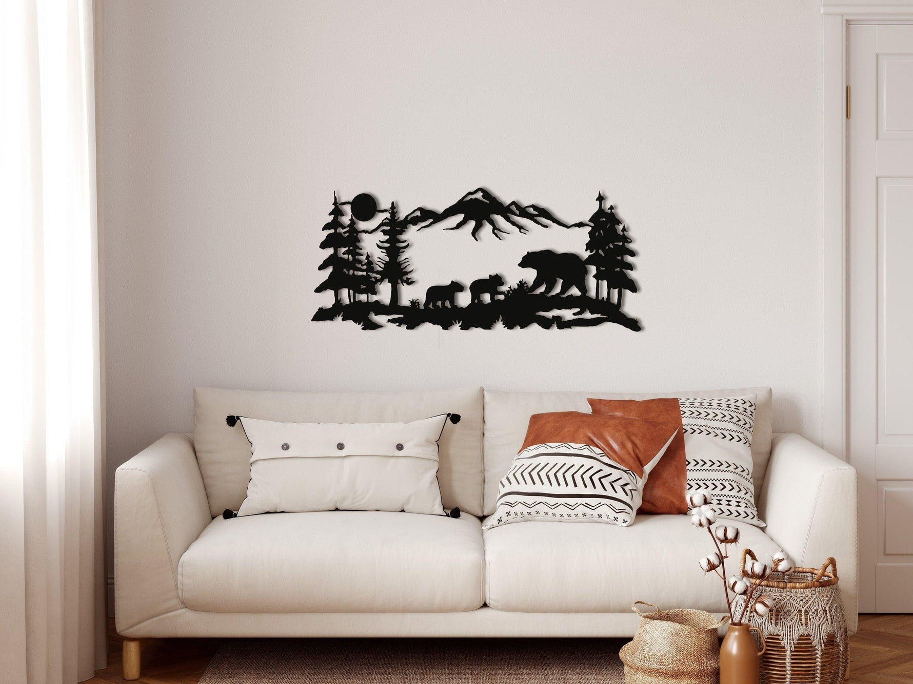 Family Bear in Nature Metal Wall Art