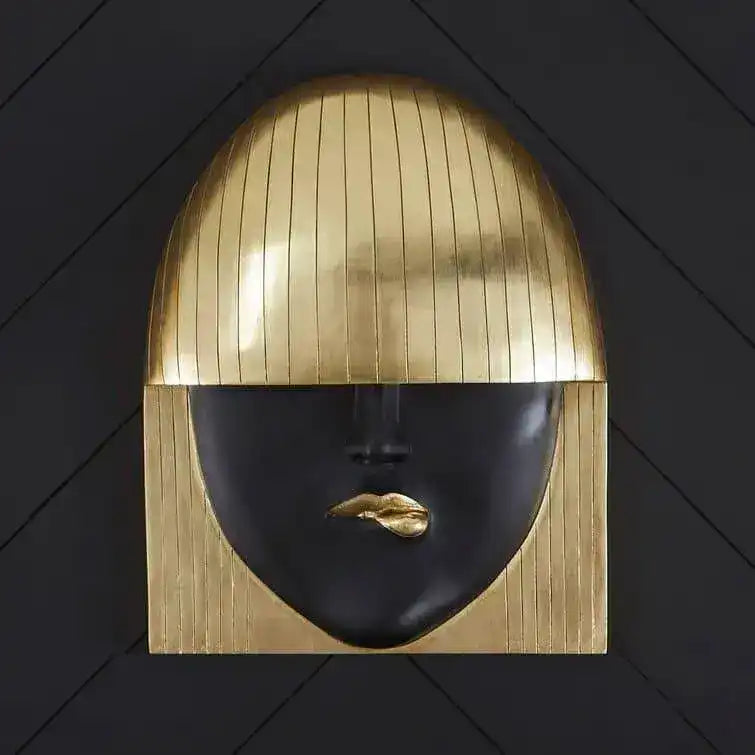 Fashion Female Faces and Leaf Wall Décor White Gold Leaf