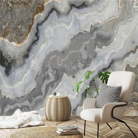 Faux Agate Marble Abstract Art Wallpaper Mural - MAIA HOMES
