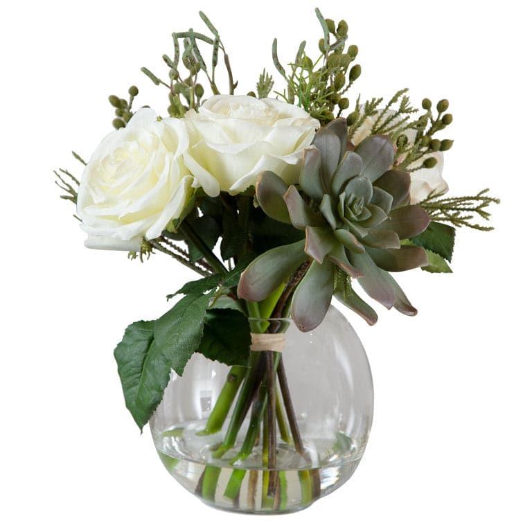 Faux Belmonte Floral Arrangements in Clear Globe Vase Default Title