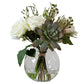 Faux Belmonte Floral Arrangements in Clear Globe Vase - MAIA HOMES