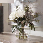 Faux Belmonte Floral Arrangements in Clear Globe Vase