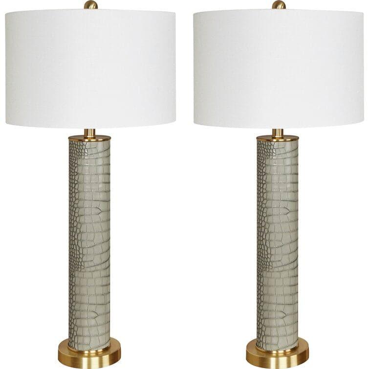 Faux Croc Skin Tall Table Lamp Set of 2