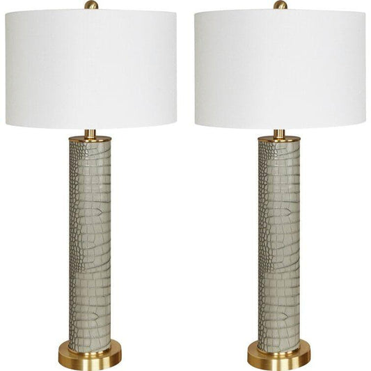 Faux Croc Skin Tall Table Lamp Set of 2 - MAIA HOMES