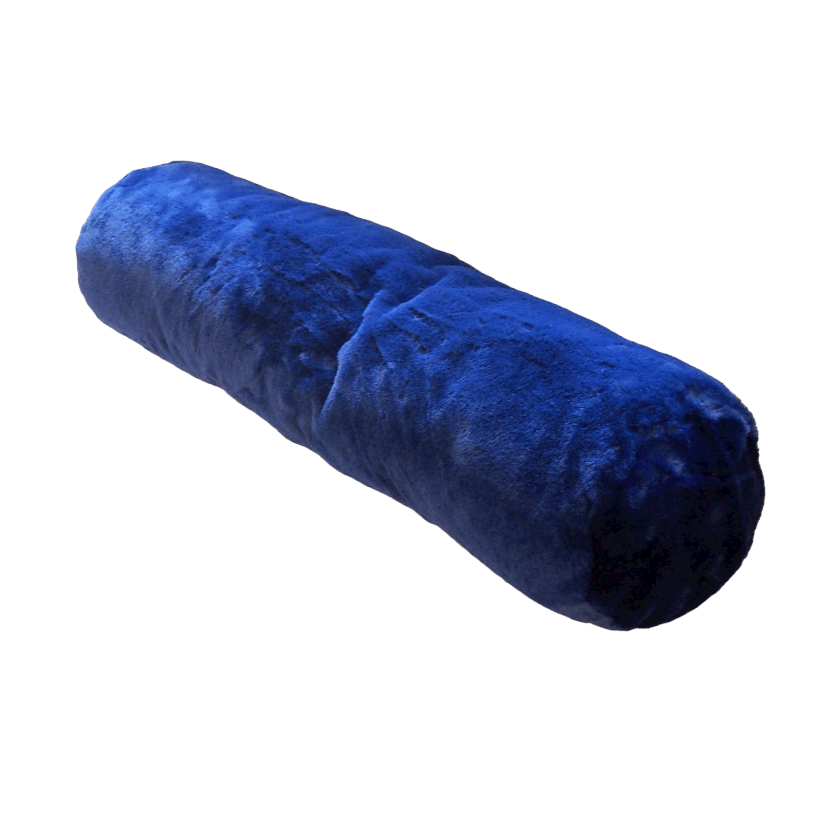 Faux Fur Bolster Pillow with Adjustable Insert - Blue 8 x 30 Royal Navy Blue