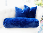 Faux Fur Bolster Pillow with Adjustable Insert - Blue