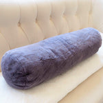 Faux Fur Bolster Pillow with Adjustable Insert - Blue