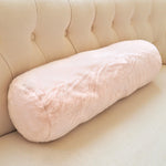 Faux Fur Bolster Pillow with Adjustable Insert - Blue 8 x 30 Heavenly Pink