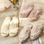 Faux Fur Bunny Memory Foam House Slippers