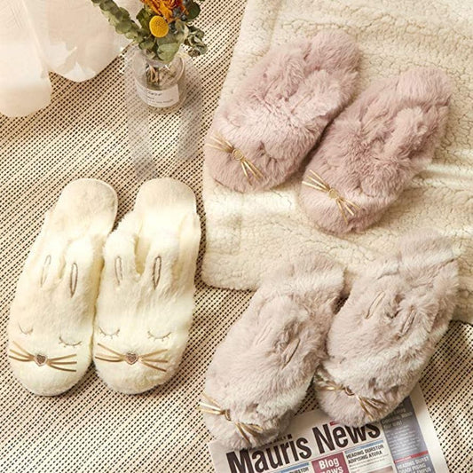 Faux Fur Bunny Memory Foam House Slippers - MAIA HOMES
