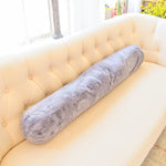 Faux Fur Extra Long Bolster Pillow with Adjustable Insert - Blue