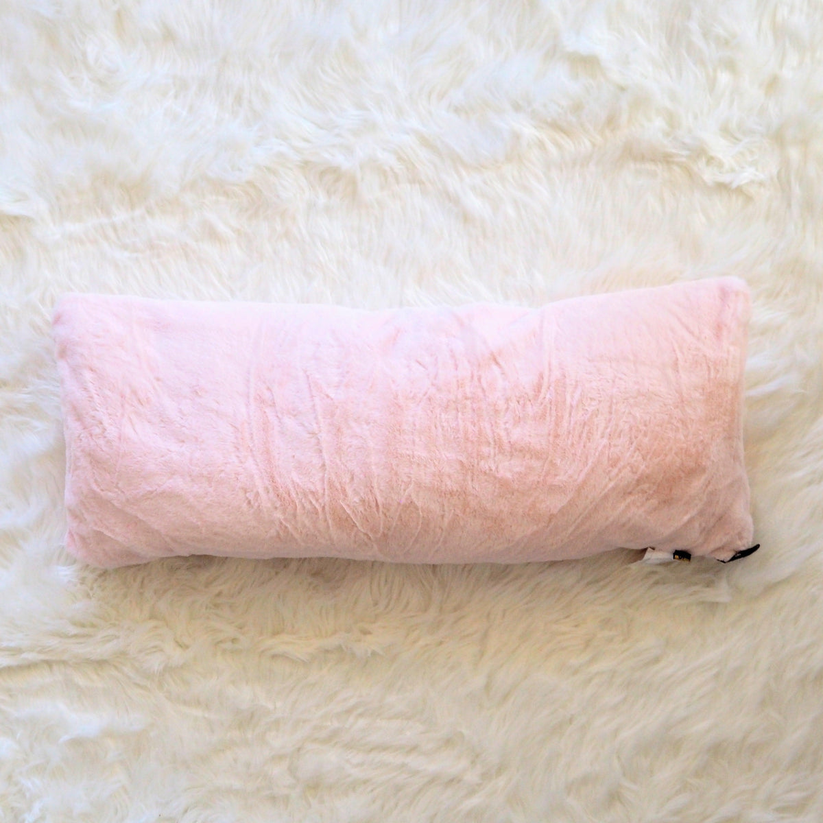 Faux Fur Lumbar Pillow with Adjustable Insert Heavenly Pink