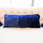 Faux Fur Lumbar Pillow with Adjustable Insert Royal Navy Blue