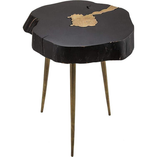 Faux Gold and Black Wooden Top End Table - MAIA HOMES