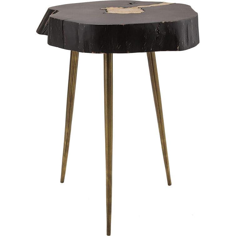 Faux Gold and Black Wooden Top End Table