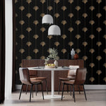 Faux Gold Black Art Deco Fan Wallpaper