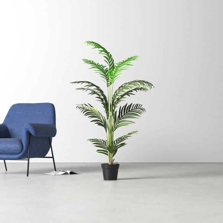 Faux Green Palm Tree in Pot