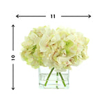 Faux Hydrangea Floral Arrangement in Glass Vase