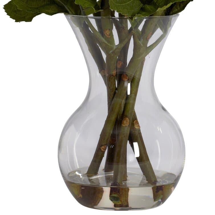 Faux Large Hydrangea Floral Arrangement in Glass Vase