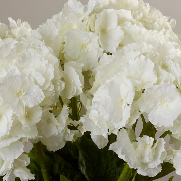 Faux Large Hydrangea Floral Arrangement in Glass Vase