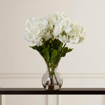 Faux Large Hydrangea Floral Arrangement in Glass Vase