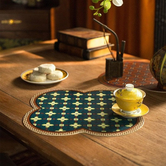 Faux Leather Chrysanthème Placemats - Set of 2 - MAIA HOMES