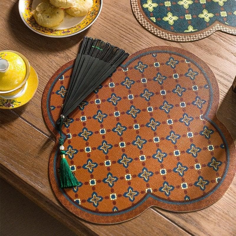 Faux Leather Chrysanthème Placemats - Set of 2