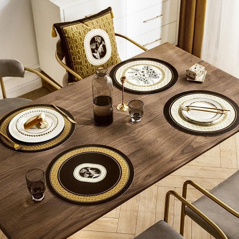 Faux Leather Printed Round Placemats