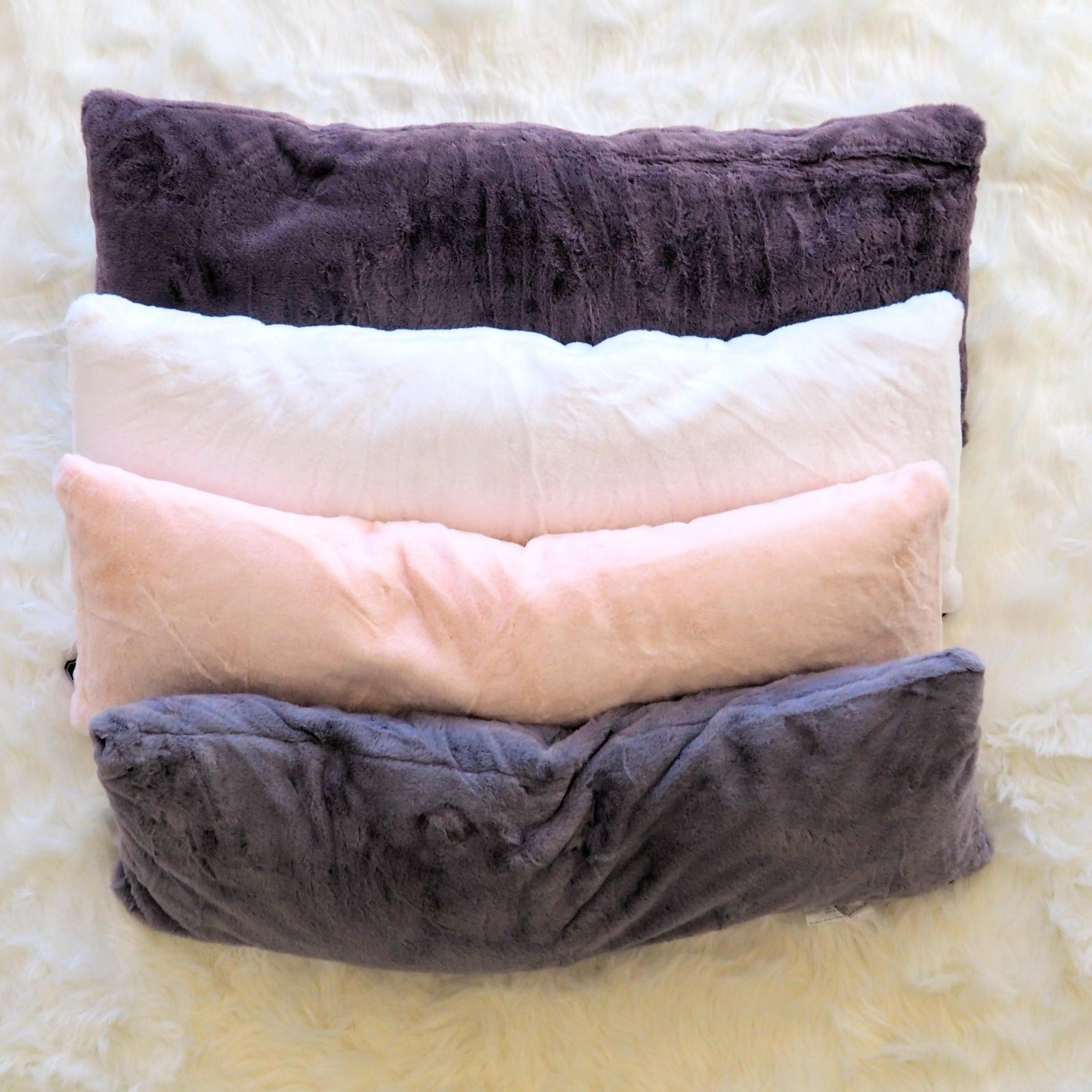 Faux Rabbit Fur Lumbar Pillow Cover