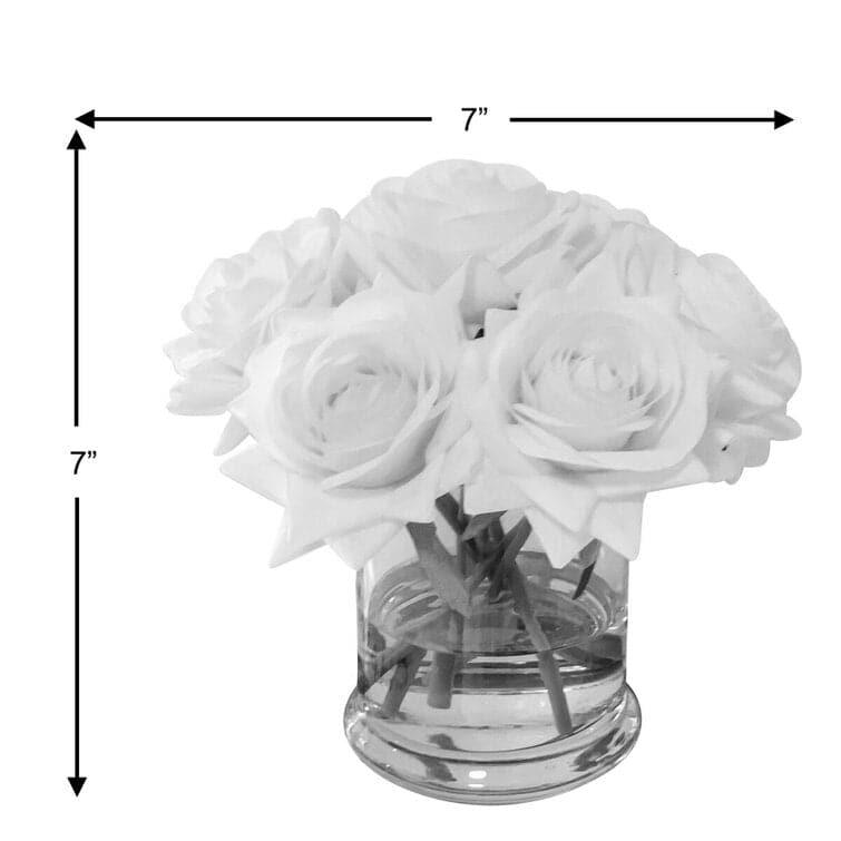 Faux Roses Floral Arrangements in Glass Vase