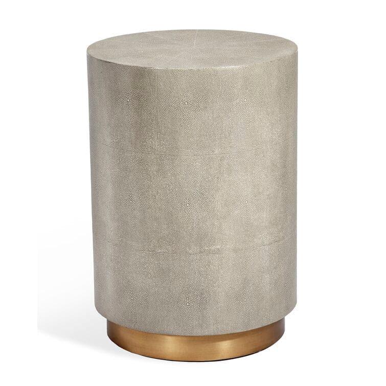 Faux Shagreen Brassed End Table - MAIA HOMES
