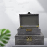 Faux Shagreen Jewelry Storage Box with Golden Handle