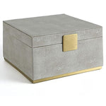 Faux Shagreen Leather Square Organizer Ivory