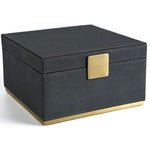 Faux Shagreen Leather Square Organizer Dark Gray