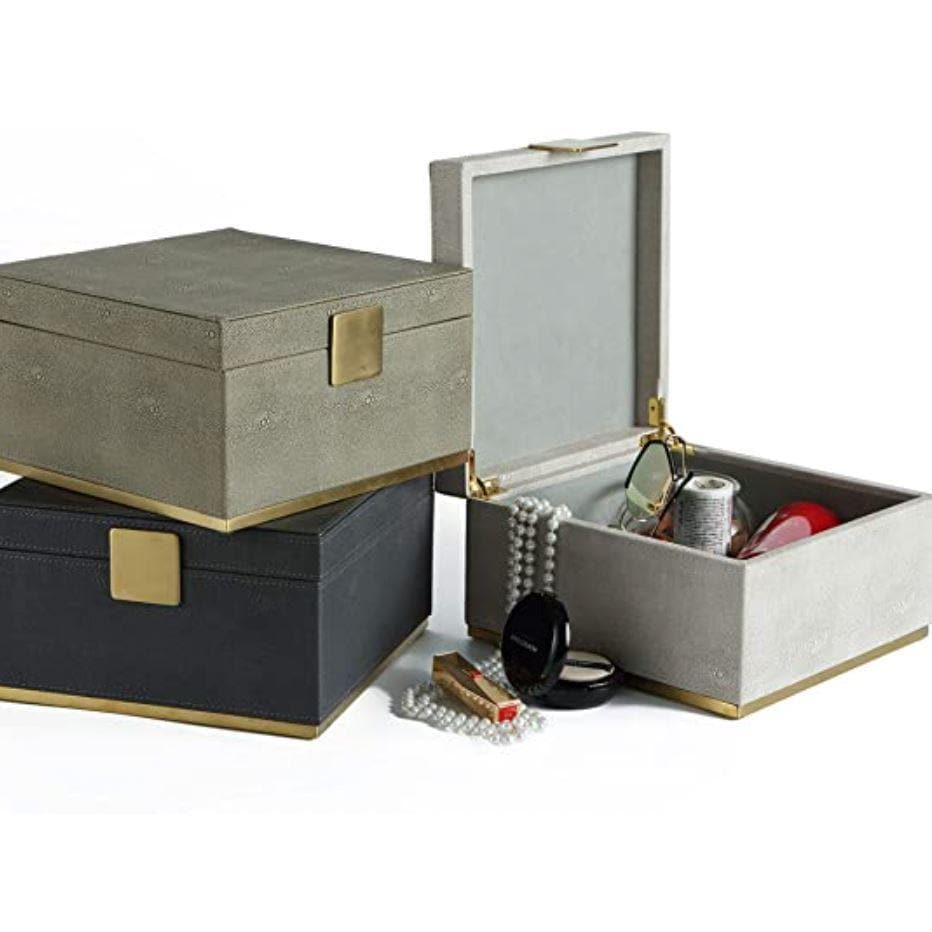 Faux Shagreen Leather Square Organizer