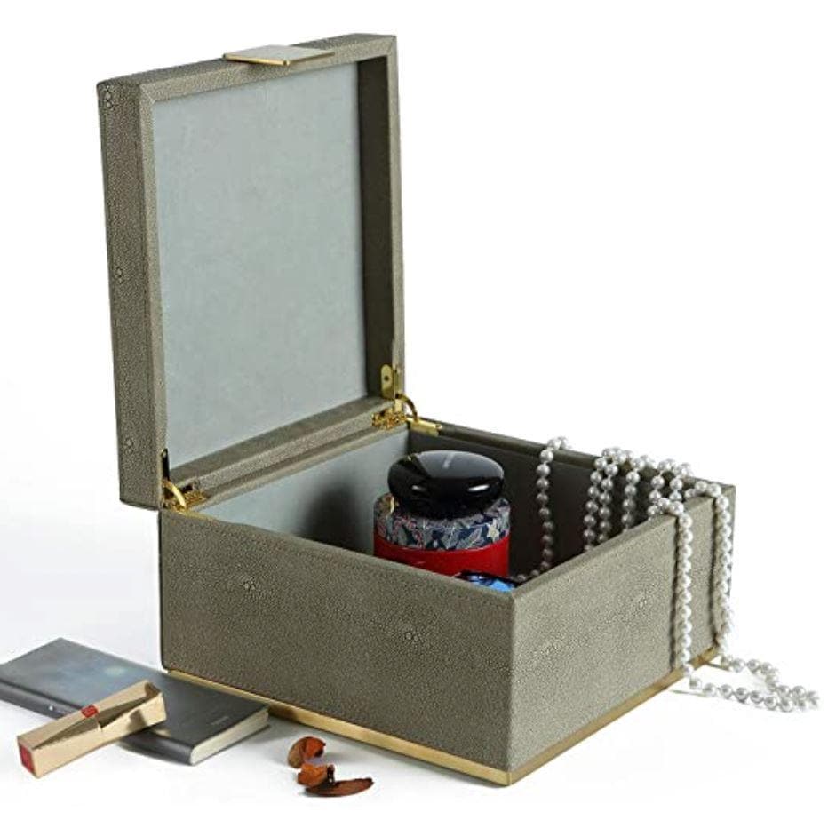 Faux Shagreen Leather Square Organizer