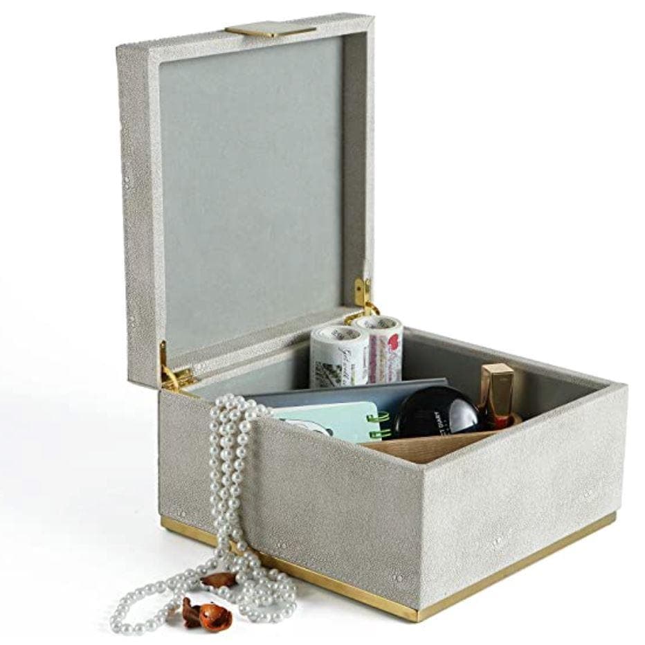 Faux Shagreen Leather Square Organizer