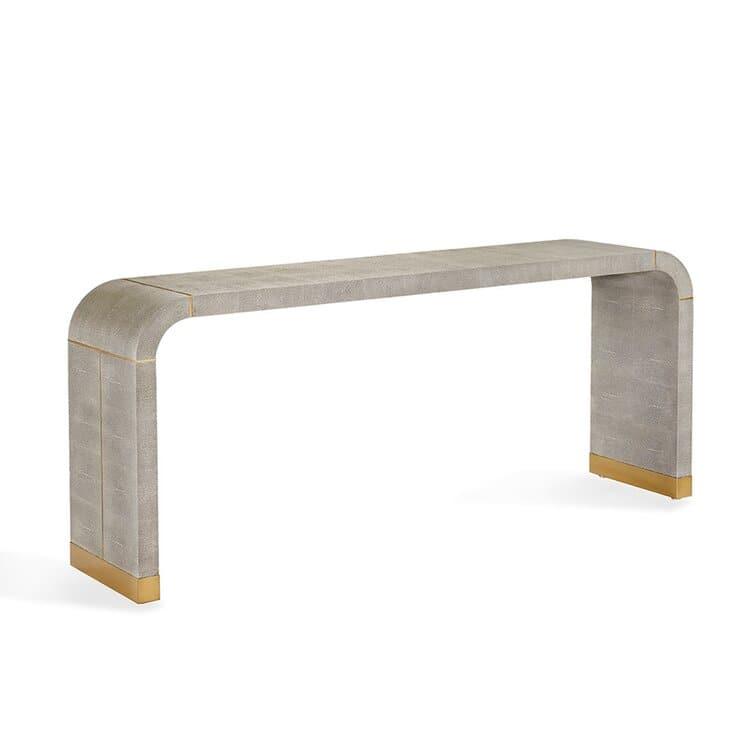 Faux Shagreen Waterfall Brassed Console Table Default Title