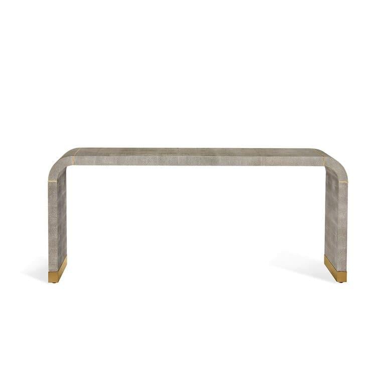 Faux Shagreen Waterfall Brassed Console Table