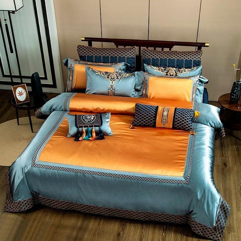 Faux Silk Jacquard with Embroidery Bedding Set