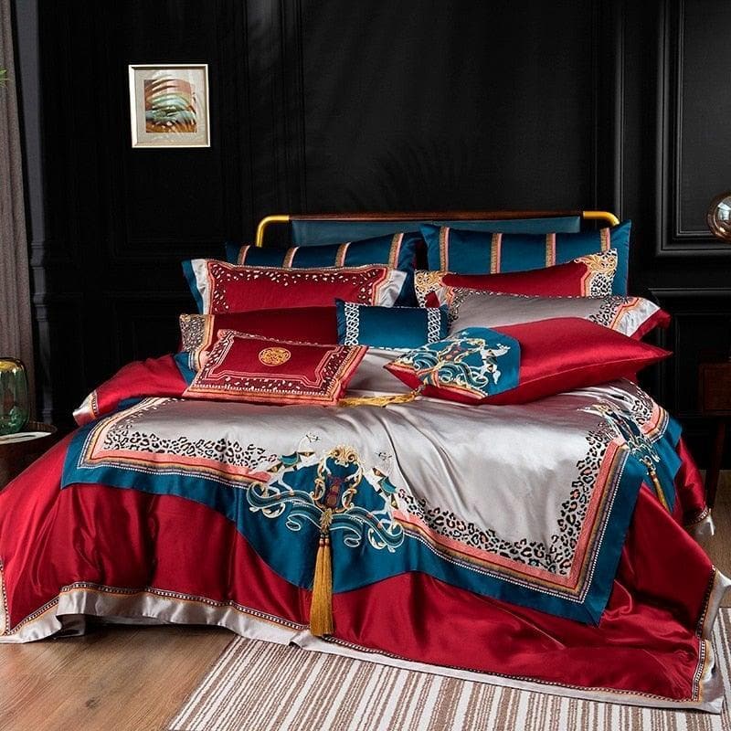 Faux Silk Jacquard with Embroidery Bedding Set