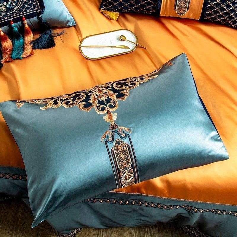 Faux Silk Jacquard with Embroidery Bedding Set