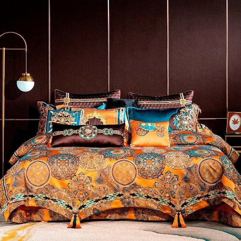 Faux Silk Jacquard with Embroidery Bedding Set