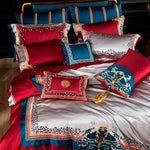 Faux Silk Jacquard with Embroidery Bedding Set